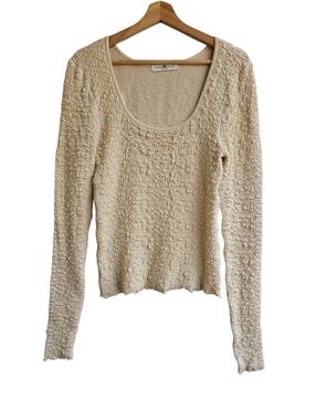 Natural Life Textured Popcorn Knit Deep Scoop Top Cream Size Small (Please Read)